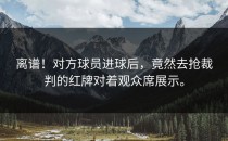 离谱！对方球员进球后，竟然去抢裁判的红牌对着观众席展示。